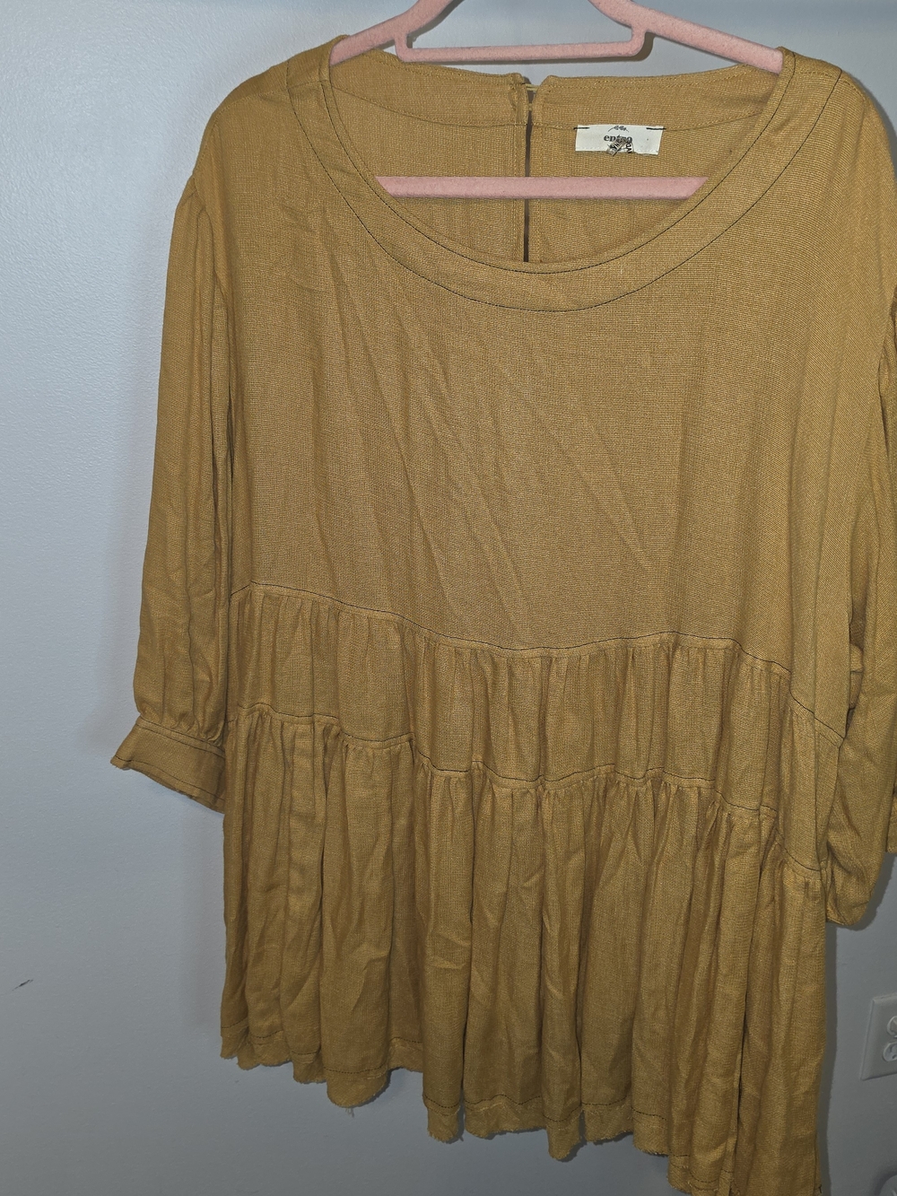 entro Mustard Tiered Babydoll Mini Dress